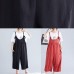 new red casual wide leg pants loose thin fashion straps jumpsuit