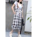 fashion women casual cotton plaid jumpsuit pants plus size cartoon print strap pants