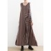 Women pink striped cotton pants sleeveless Dresses jumpsuit pants