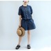 summer new navy stylish cotton short sleeve tops and casual jumpsuit shorts