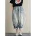 Summer new cropped denim bloomers women loose large size blue harem pants