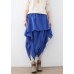 Women's original design literary irregular asymmetric blue cropped trousers