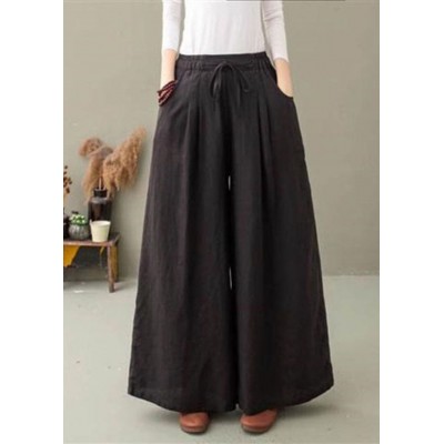 Black Linen Pants Wide Leg Pants