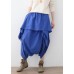 Women's original design literary irregular asymmetric blue cropped trousers