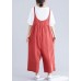 new red casual wide leg pants loose thin fashion straps jumpsuit