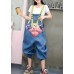 European station women heavy work printing bib harem nine pants