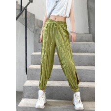 Women's casual trousers summer green thin section loose  thin harem beam feet pants